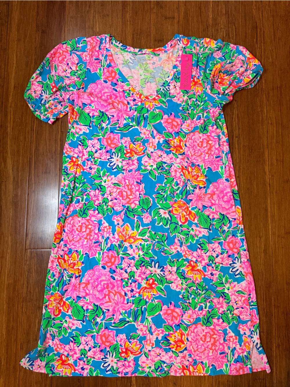 NWT Lilly Pulitzer Bright Pink & Blue Floral Womens' Dress - Picture 2 of 8